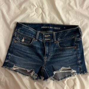 American Eagle Outfitters Distressed Dark Blue Jean Shorts